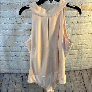 Badgley Mischka Pink Sleeveless Asymmetrical Bodysuit